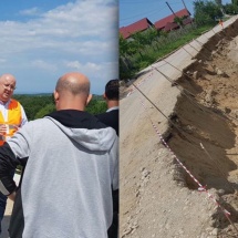 FOTO: Alunecare de teren, reactivată la Stoilești. Președintele Rădulescu a mers la fața locului