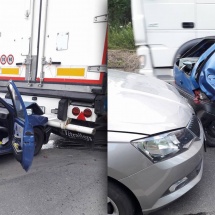 FOTO: O şoferiţă din Vâlcea, implicată într-un accident grav în Sibiu