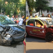 FOTO: ACCIDENT în OSTROVENI. Un Chrysler și un taxi s-au „ciocnit”. Două victime