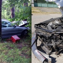 FOTO: ACCIDENT la GOVORA. BMW distrus din cauza VITEZEI