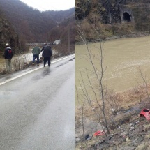 FOTO: O maşină a plonjat în râul Olt la Brezoi. Fetiţă de 13 ani salvată, părinţii ei încă sunt căutaţi