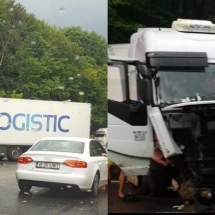 FOTO: ACCIDENT pe DN 7, între Râmnicu Vâlcea şi Piteşti. Doi minori transportaţi la spital