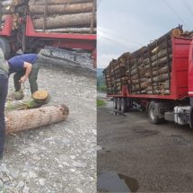 FOTO. Camion plin cu lemne, oprit la Călimănești. S-a lăsat cu confiscări și amendă