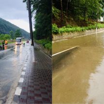 FOTO. DN 7 a fost, din nou, inundat în zona Călimănești