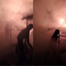 FOTO: Două gospodării incendiate noaptea trecută la Băbeni. Piromanul nu a fost încă găsit