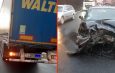 FOTO. ACCIDENT la BUJORENI. Un TIR și o mașină au intrat în coliziune