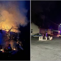 FOTO. O casă din Bujoreni a luat foc. Pompierii și autoritățile locale intervin
