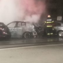 FOTO-VIDEO. Trei mașini au fost mistuite de flăcări în Ostroveni. Focul a fost pus intenționat!