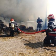 FOTO-VIDEO. Incendiu la Mihăești. Ard două hale aparținând unei ferme