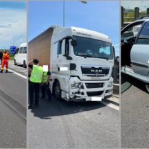 FOTO. Șofer din Vâlcea, rănit într-un accident pe Autostrada A1, la Sibiu