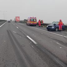 FOTO. Vâlcean implicat într-un accident pe A1, la Sibiu